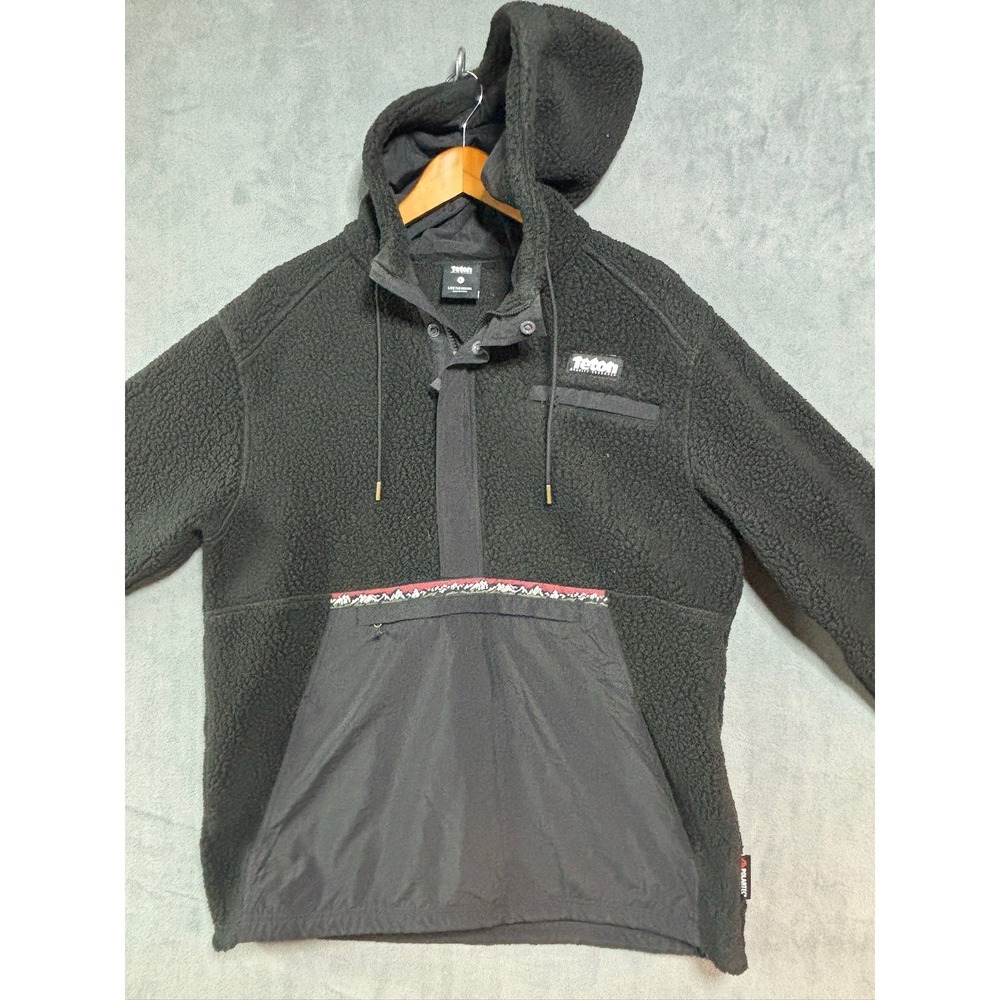 Teton Gravity Research Fleece Jacket Mens L Black 1/4 Zip Ski Outdoor Polartec